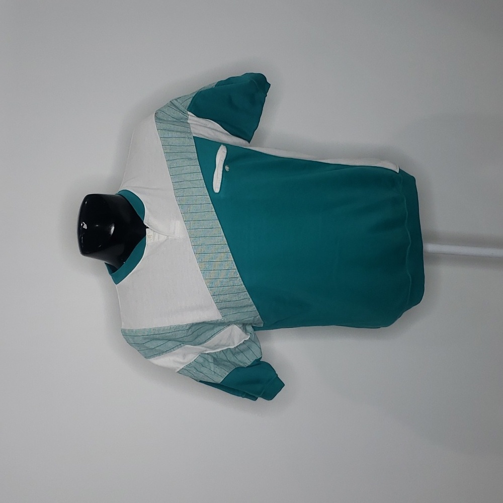 CC Sport Vintage 1980s Blue-Green & White Top Size Medium